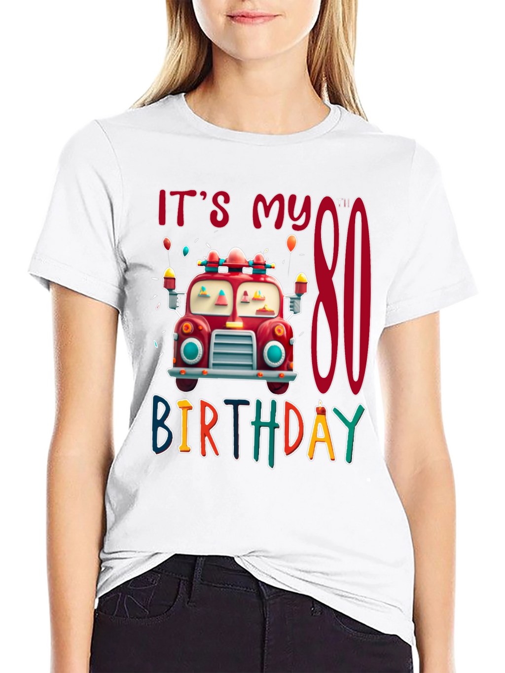Its My 80th Birthday Fire Truck T-Shirt