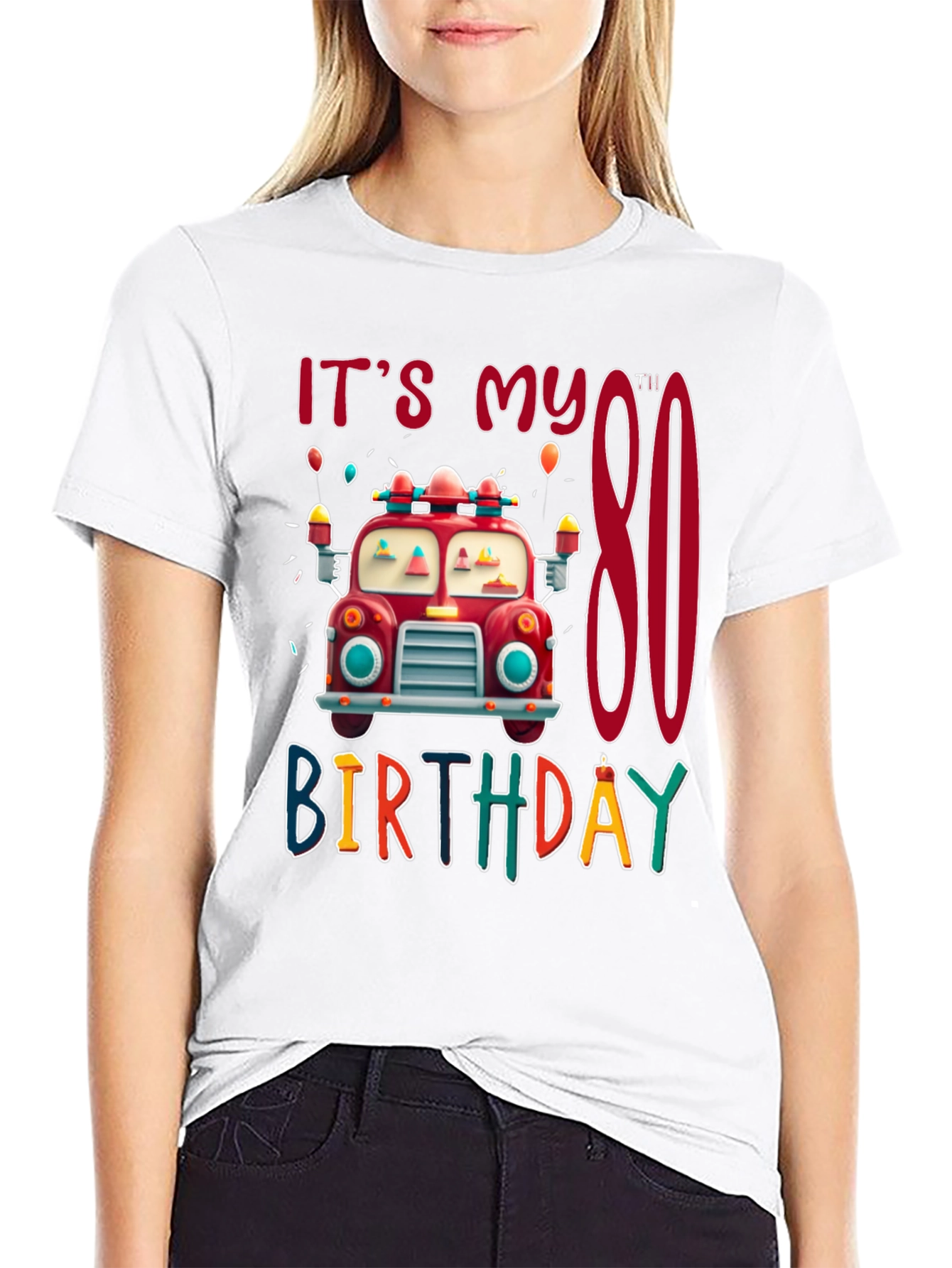 Its My 80th Birthday Fire Truck T-Shirt