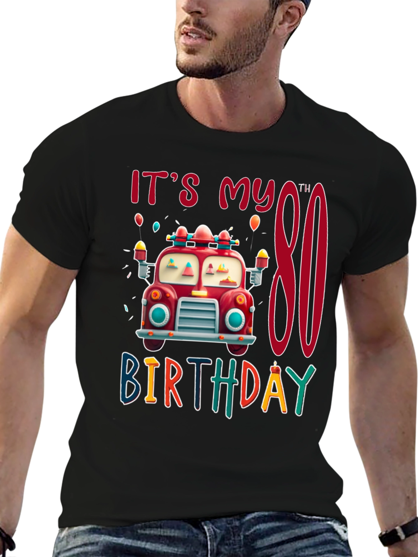 Its My 80th Birthday Fire Truck T-Shirt