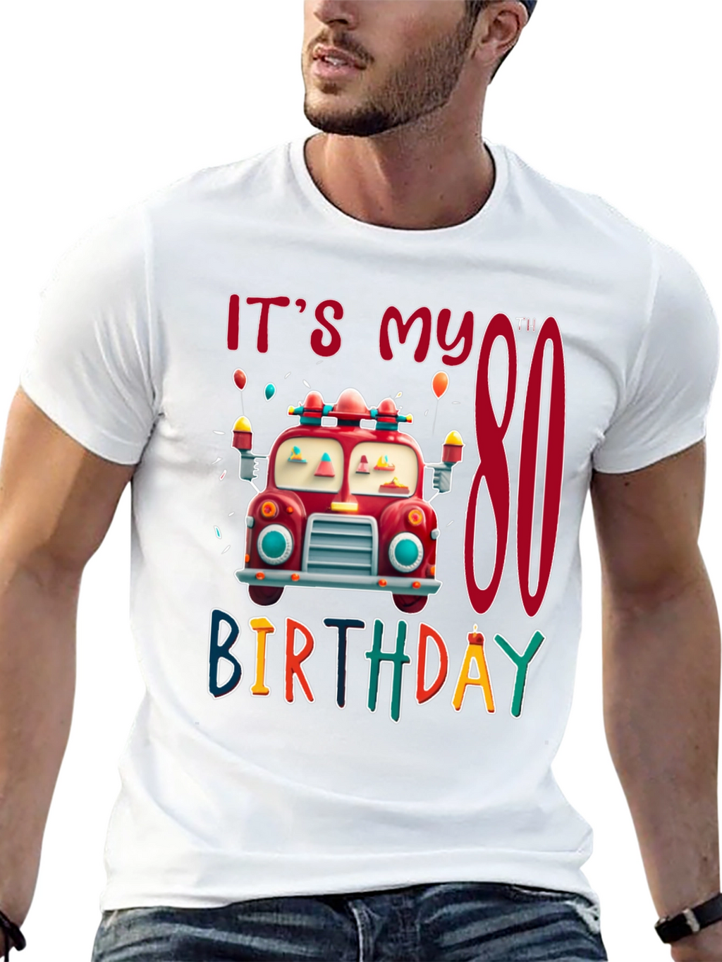 Its My 80th Birthday Fire Truck T-Shirt