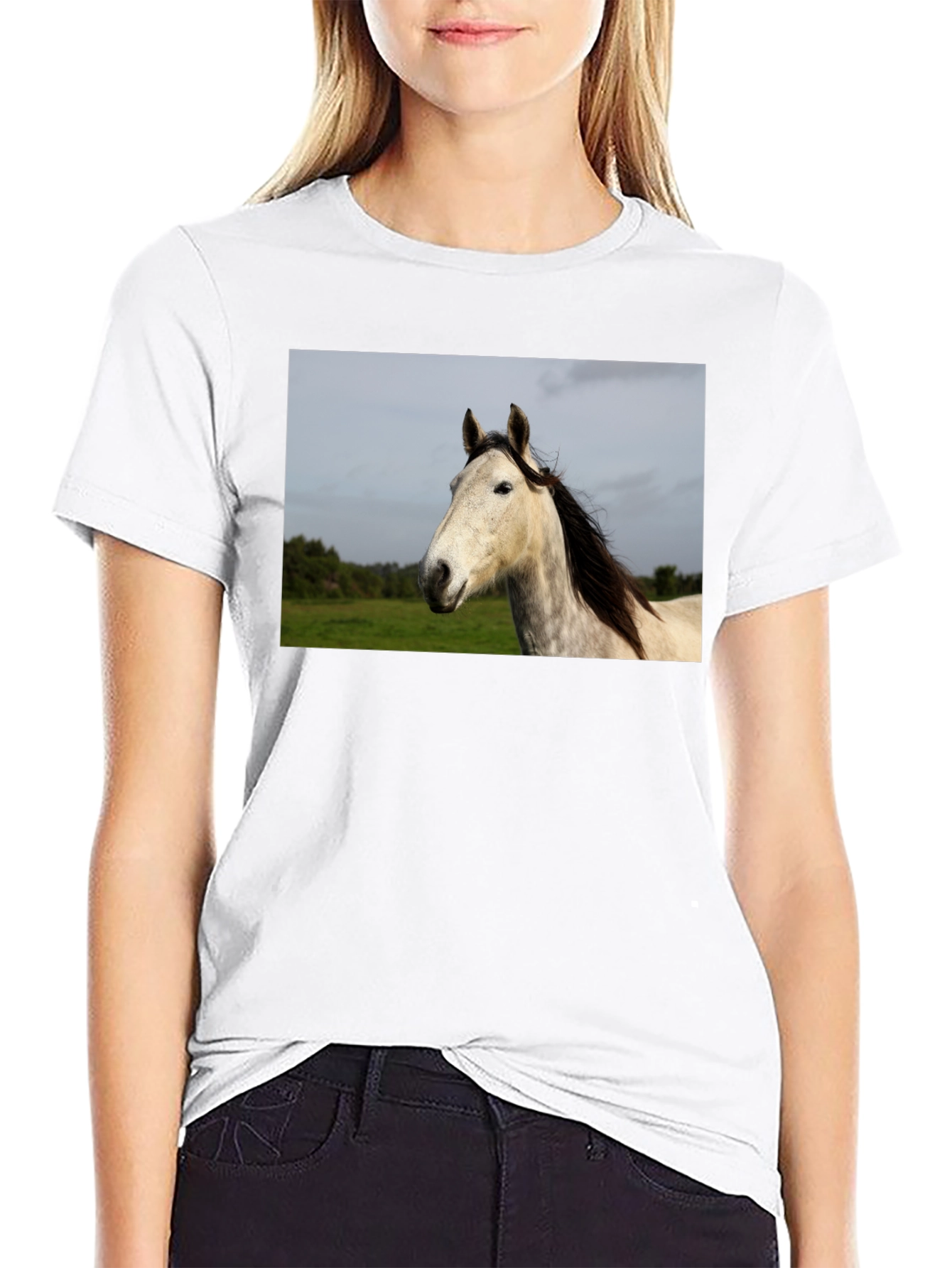 Horse Graphic Print Black T-Shirt