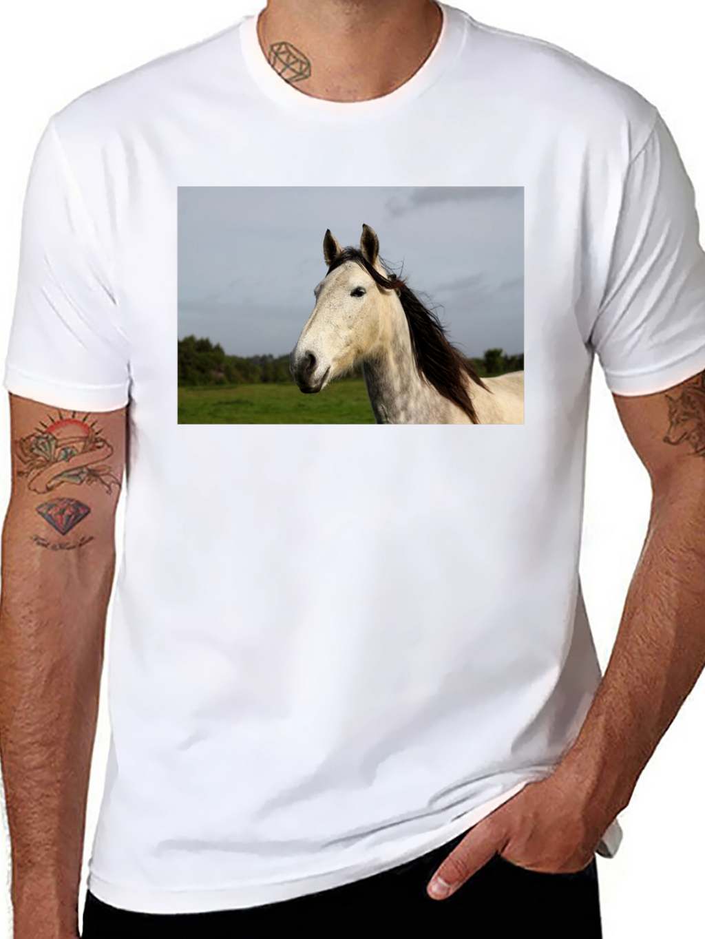 Horse Graphic Print Black T-Shirt
