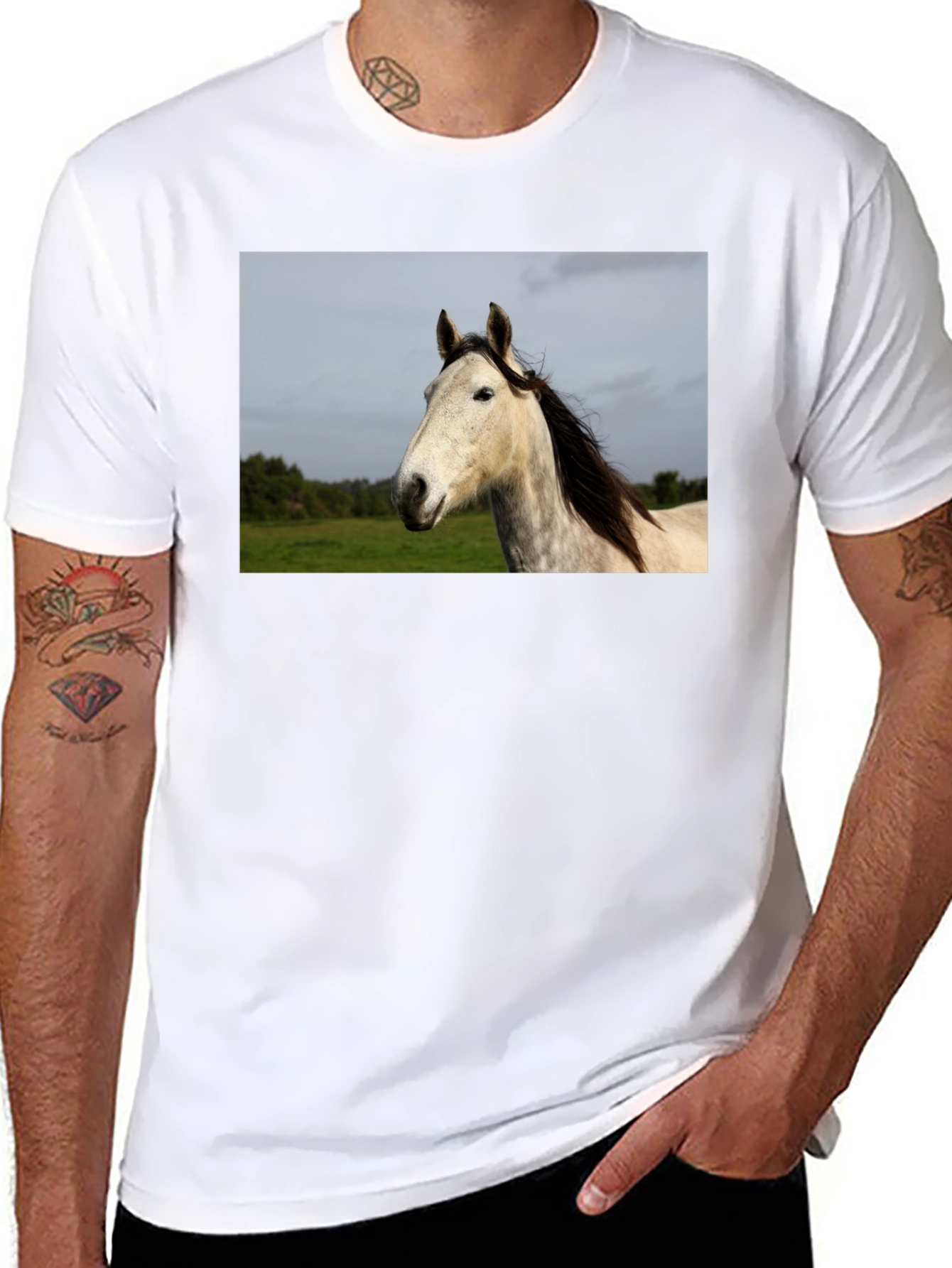 Horse Graphic Print Black T-Shirt