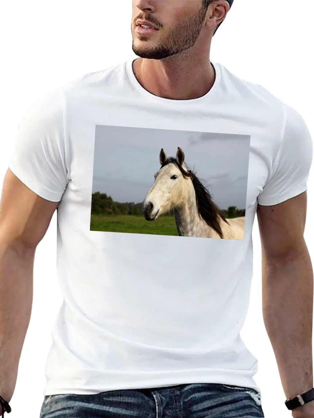 Horse Graphic Print Black T-Shirt