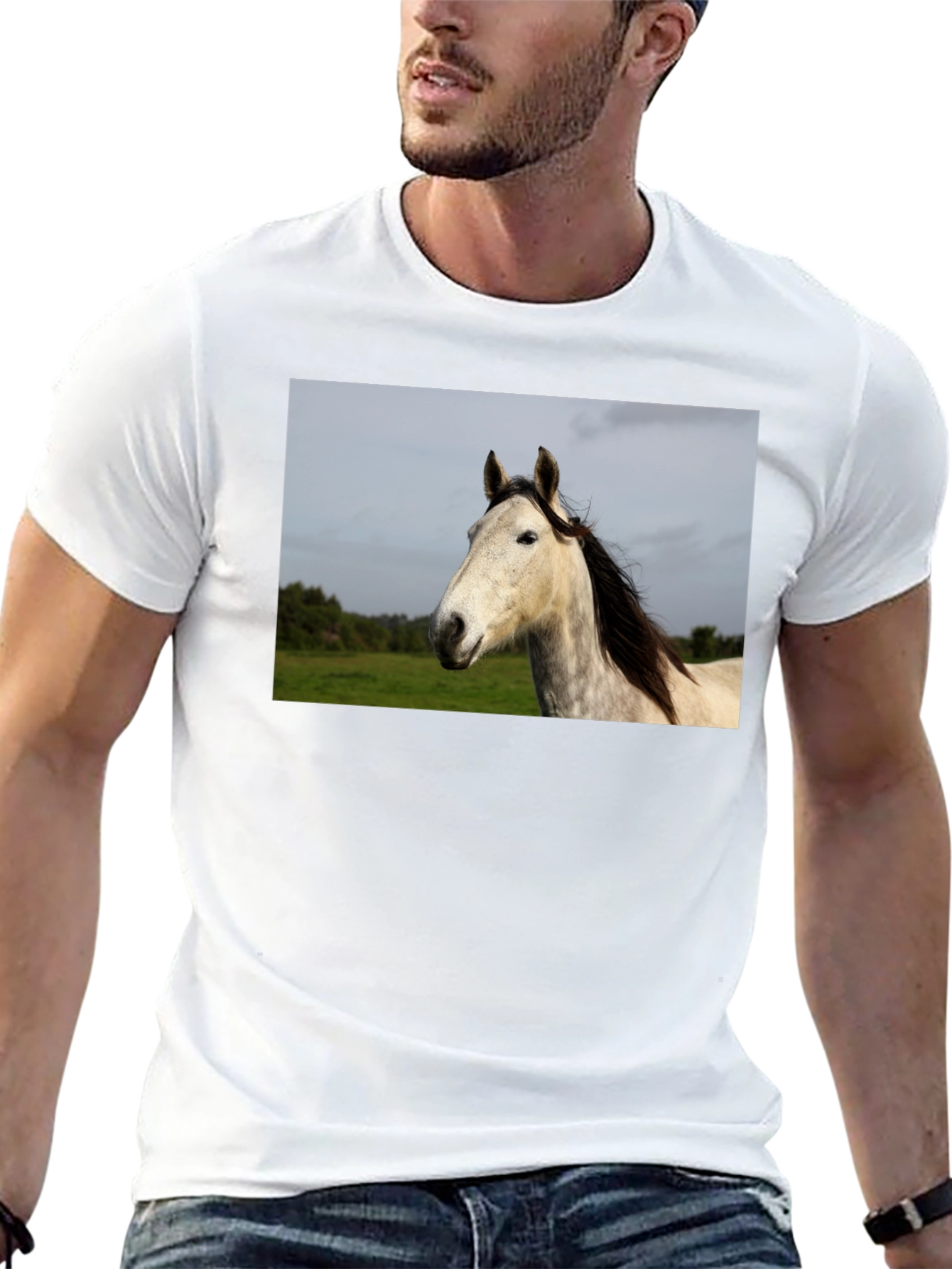 Horse Graphic Print Black T-Shirt