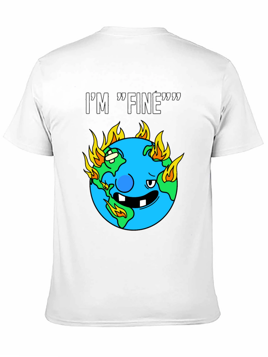 Im Fine Funny Earth On Fire Graphic Black T-Shirt