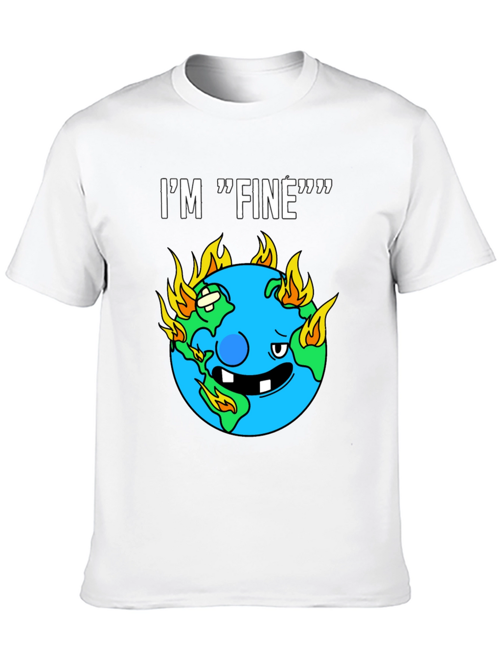 Im Fine Funny Earth On Fire Graphic Black T-Shirt