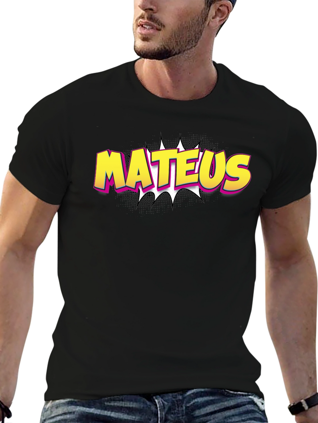 Mateus Comic Style Black T-Shirt