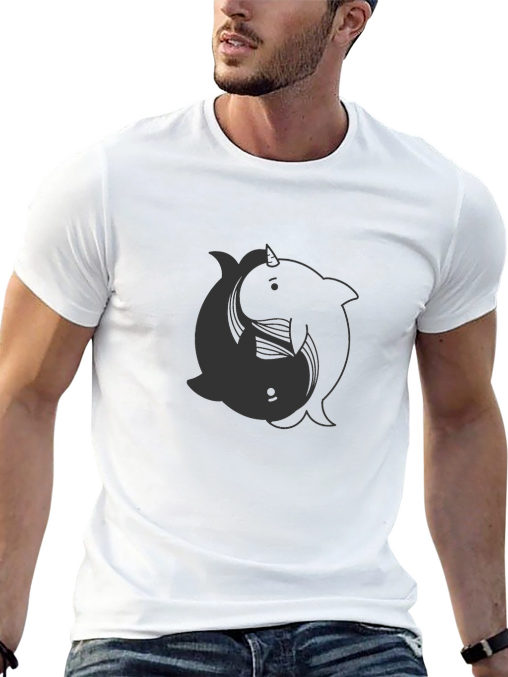 Yin Yang Narwhal T-Shirt - Dark Aesthetic