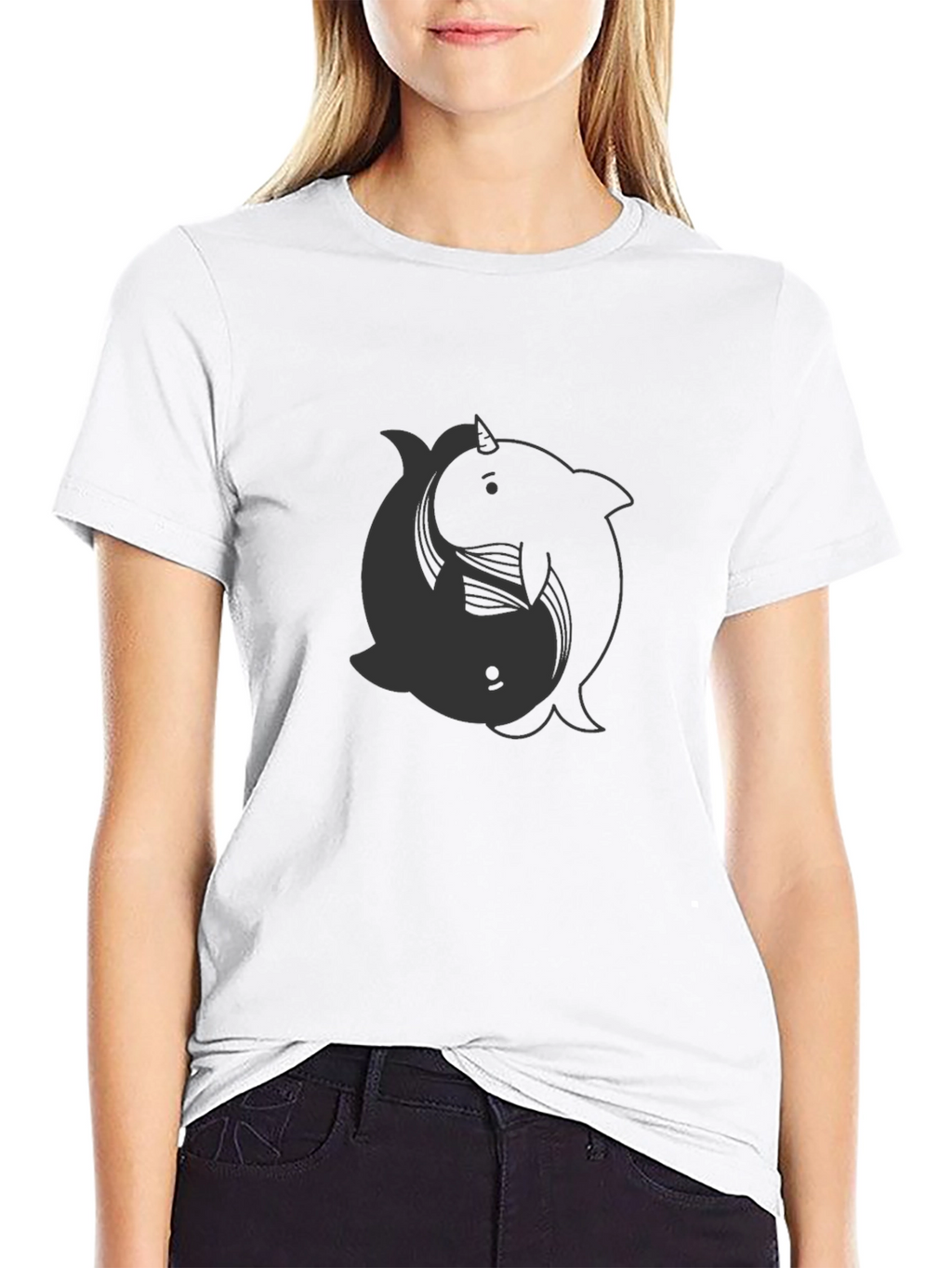 Yin Yang Narwhal T-Shirt - Dark Aesthetic
