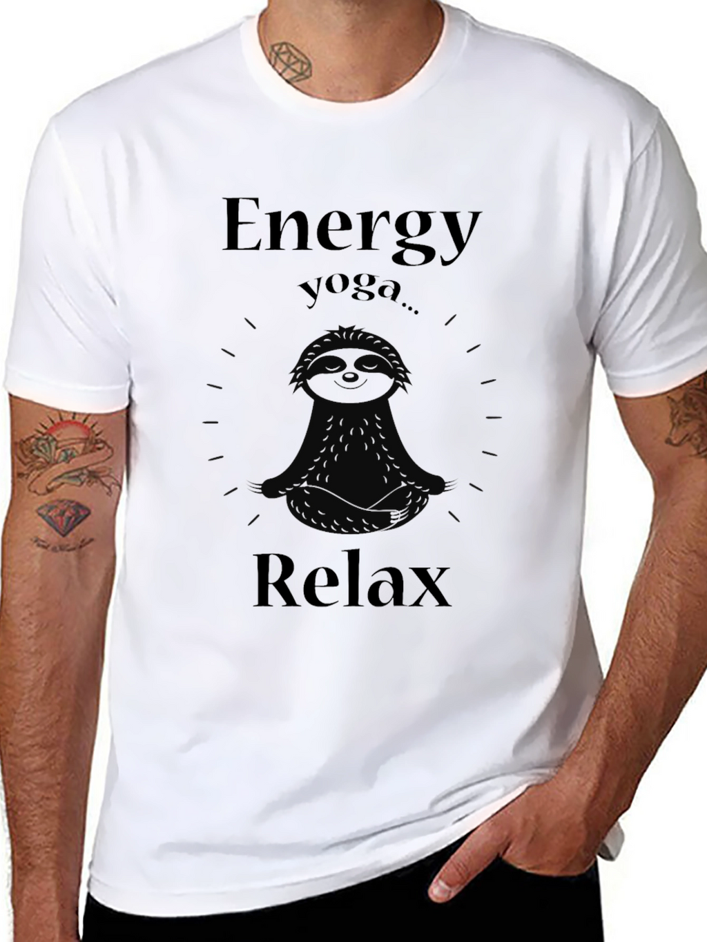 Energy Yoga Relax Sloth Graphic T-Shirt