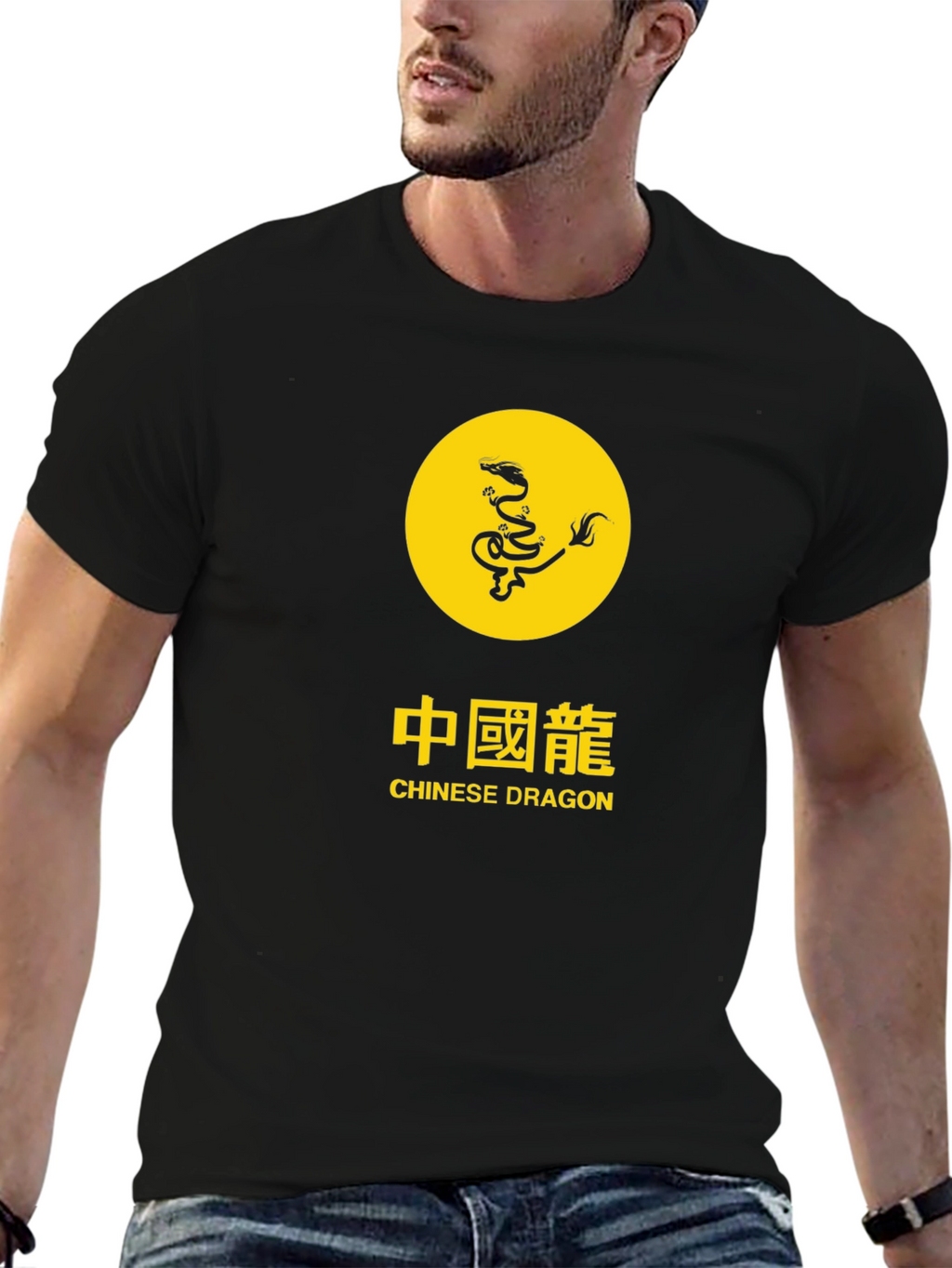 Chinese Dragon Graphic Black T-Shirt