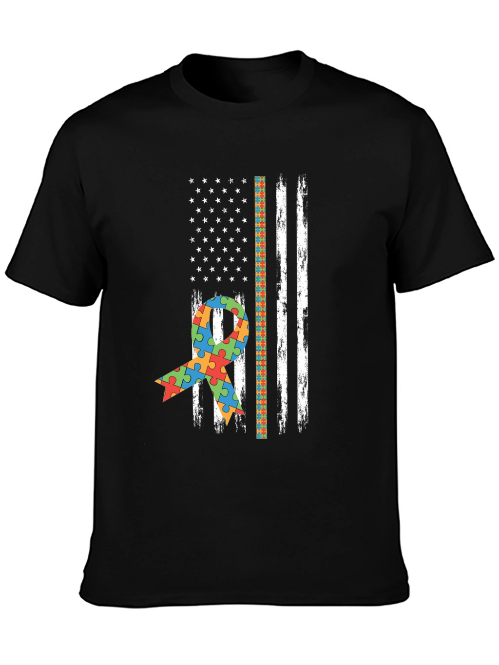 Autism Awareness American Flag T-Shirt