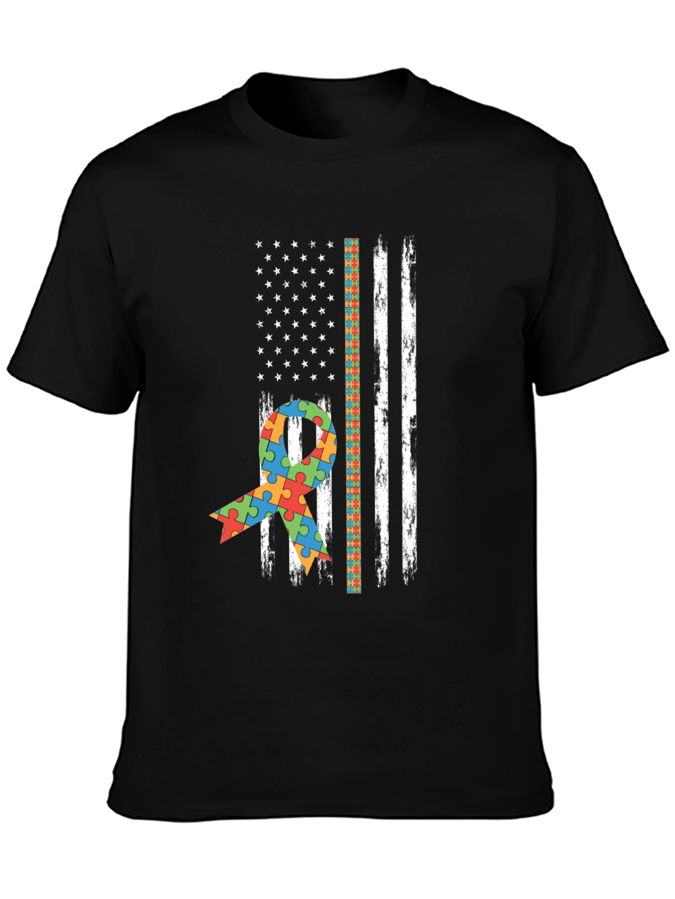 Autism Awareness American Flag T-Shirt