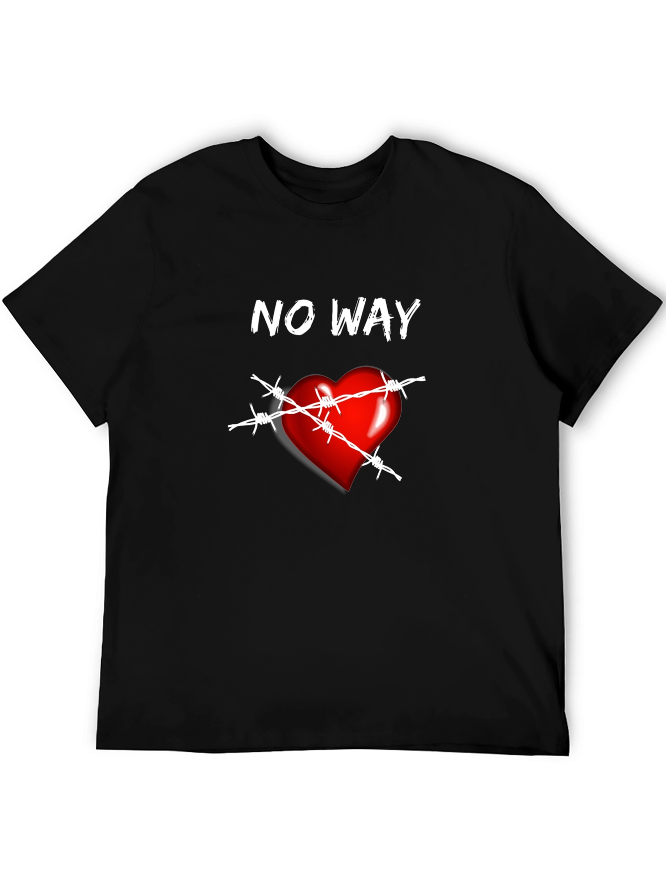 Edgy Graphic Tee - No Way Heart Barbed Wire Print