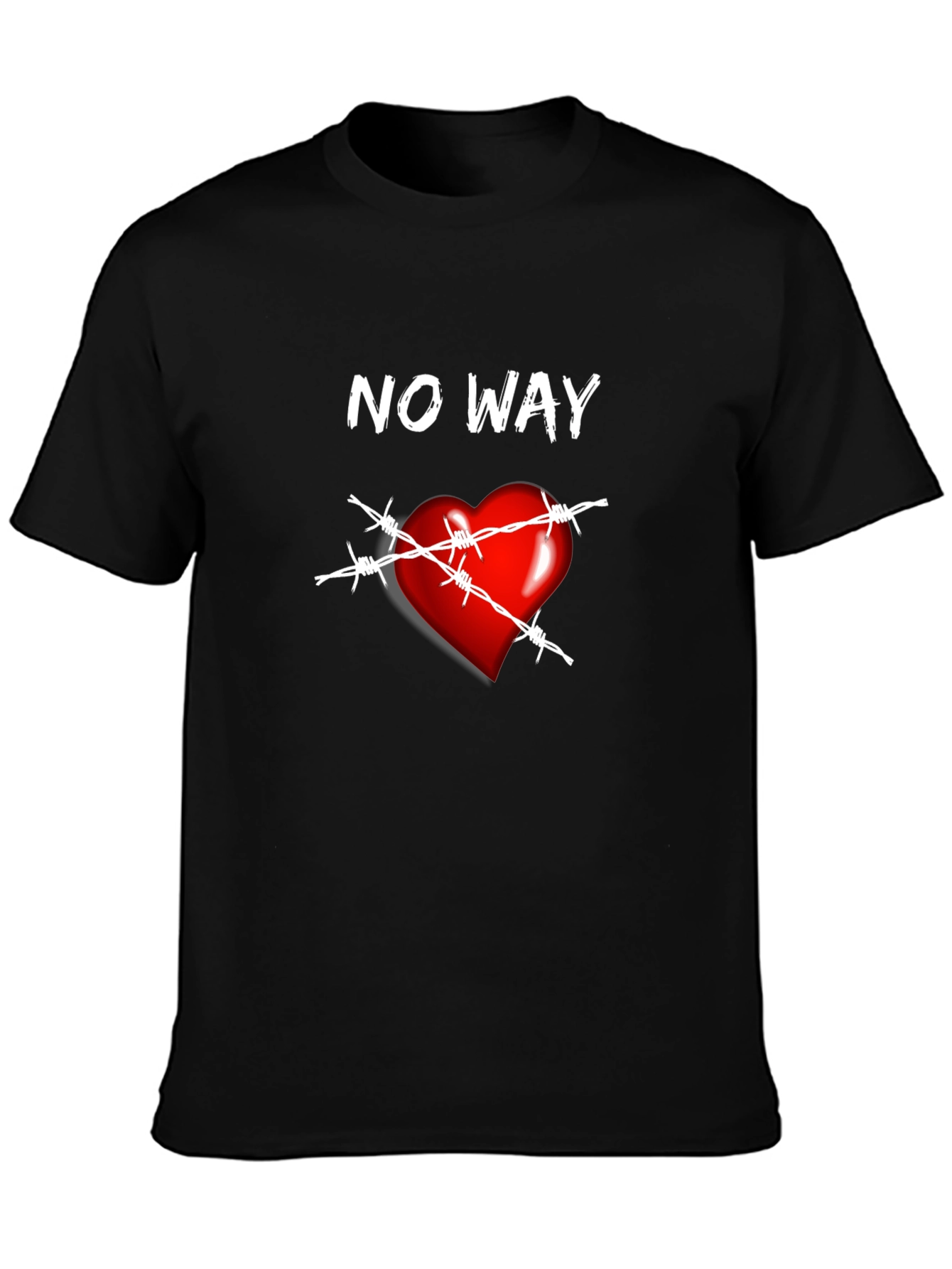Edgy Graphic Tee - No Way Heart Barbed Wire Print