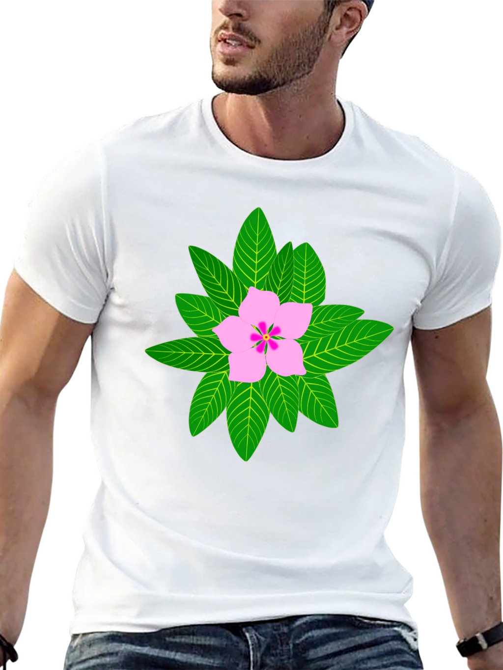 Floral Print T-Shirt - Black Cotton Blend