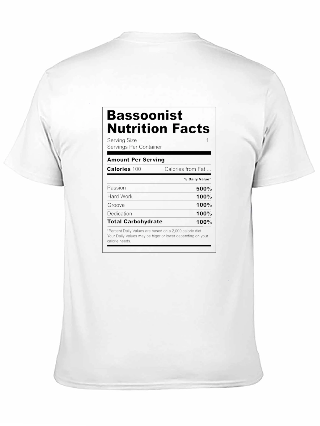 Bassoonist Nutrition Facts Graphic T-Shirt