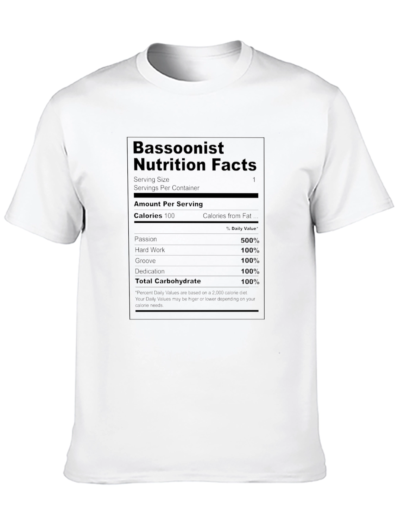 Bassoonist Nutrition Facts Graphic T-Shirt