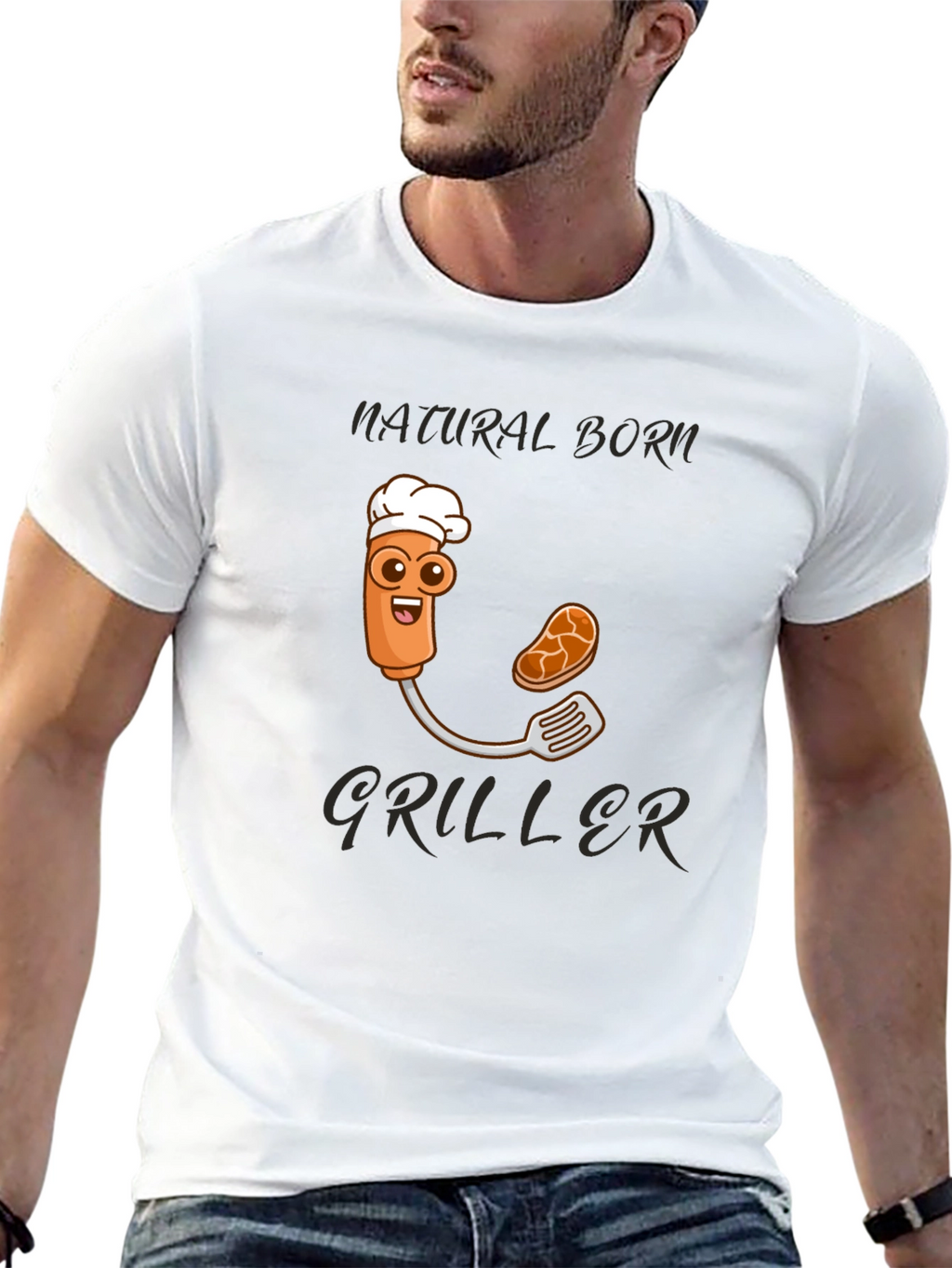 Natural Born Griller T-Shirt - Funny BBQ Design