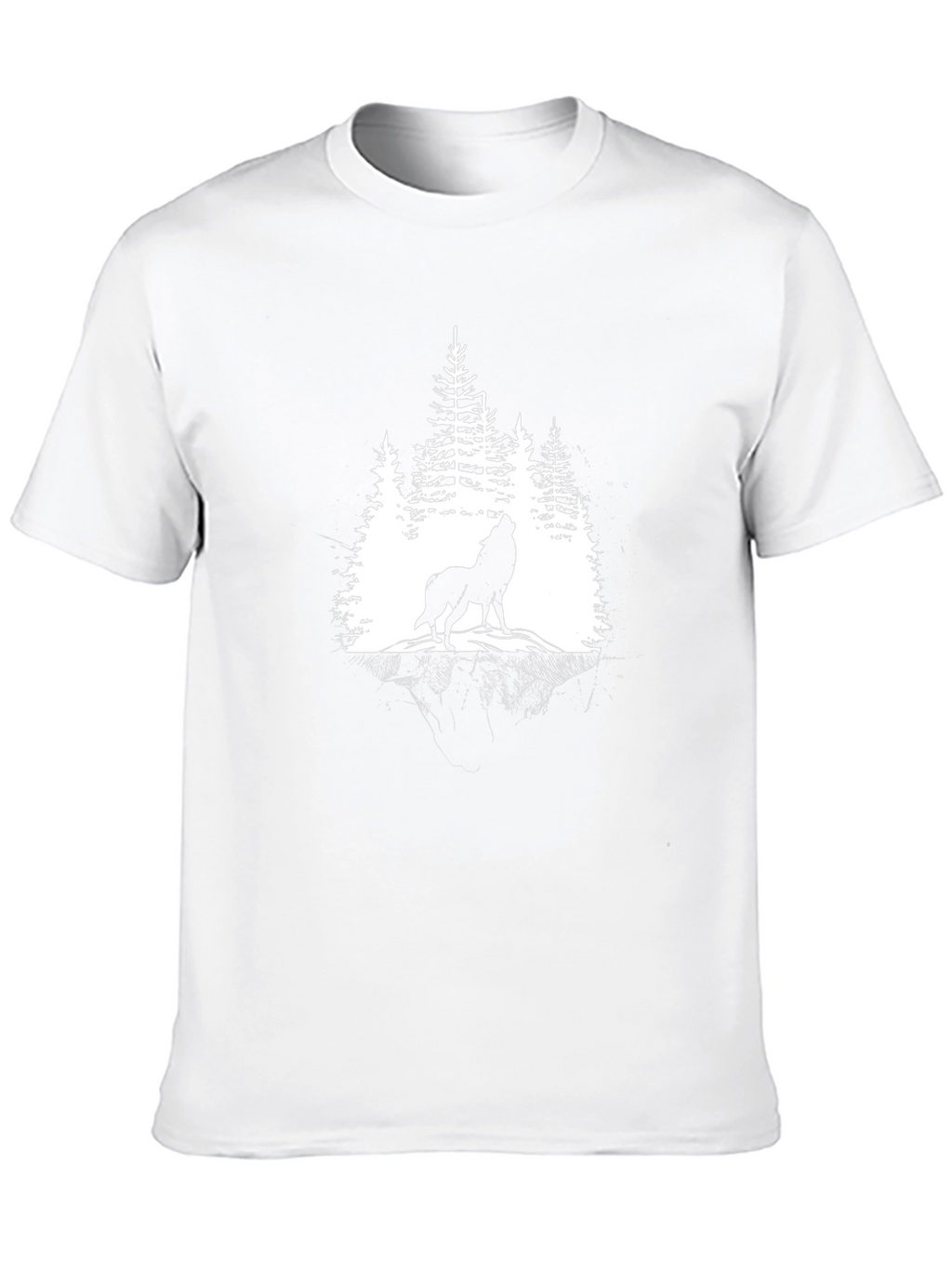 Wolf Howling in Forest Graphic T-Shirt - Black