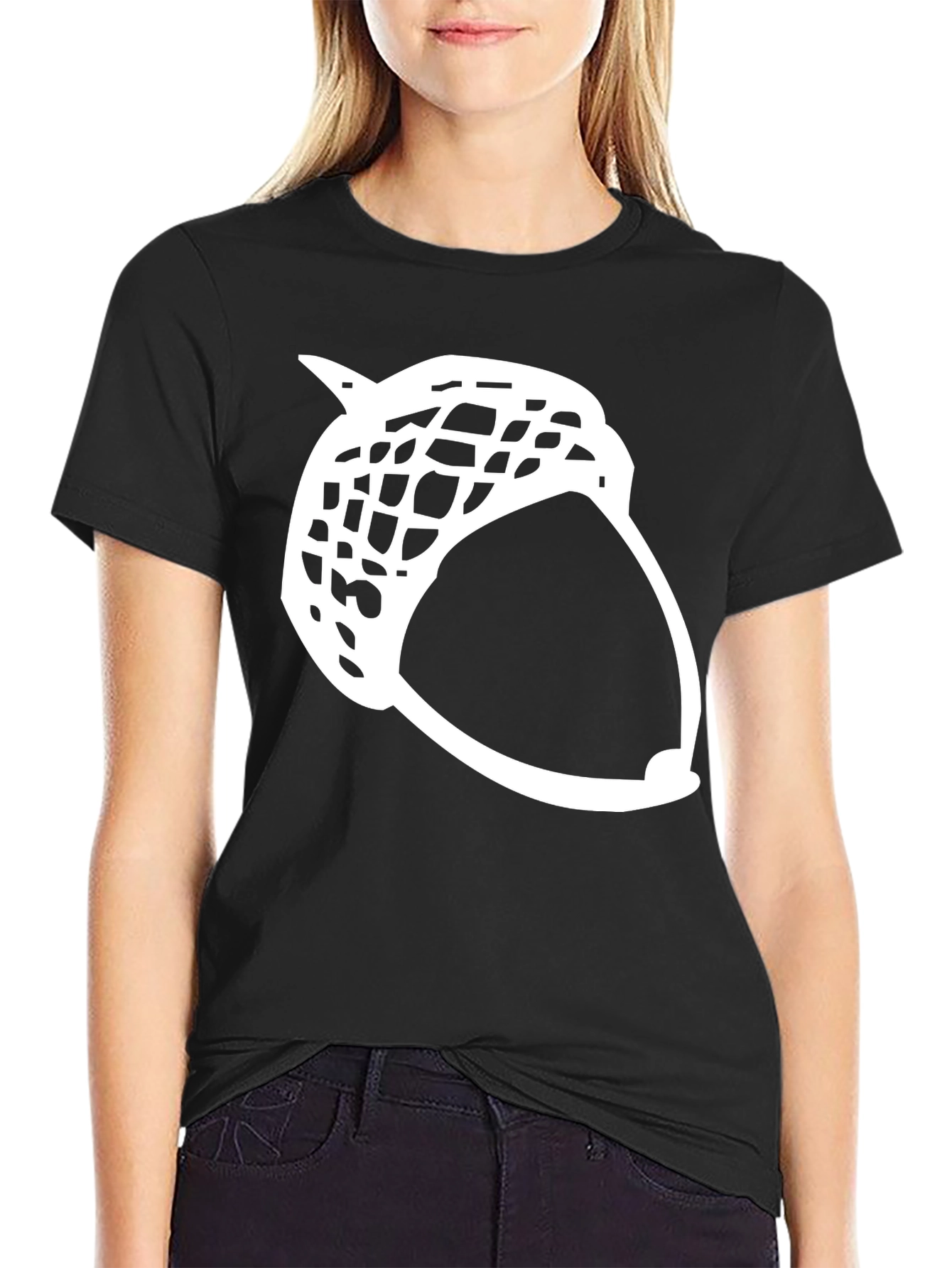 Acorn Graphic Tee - Black Cotton T-Shirt