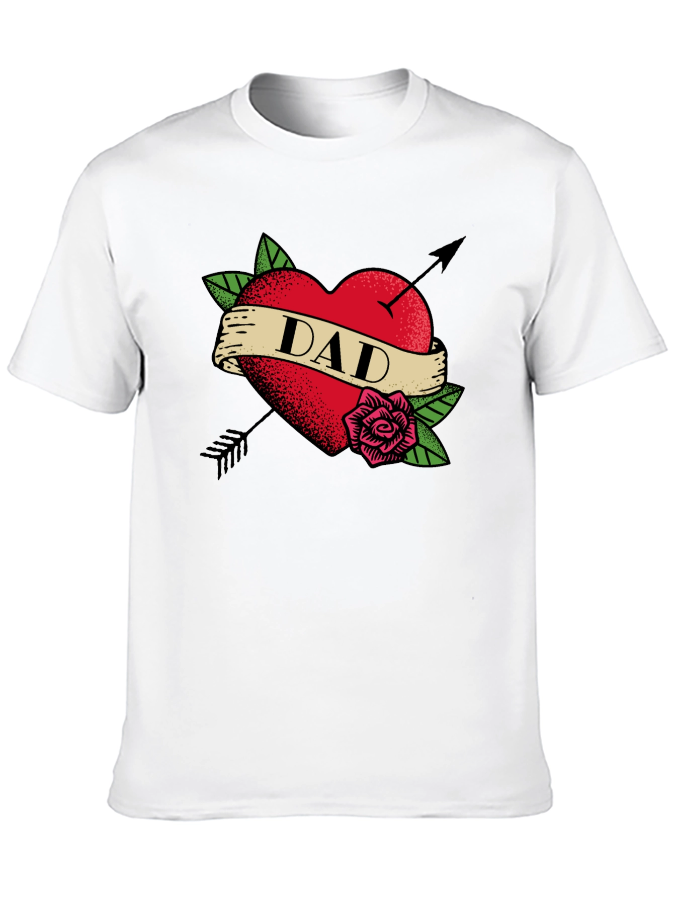 Dad Heart Tattoo Black T-Shirt - Fathers Day Gift