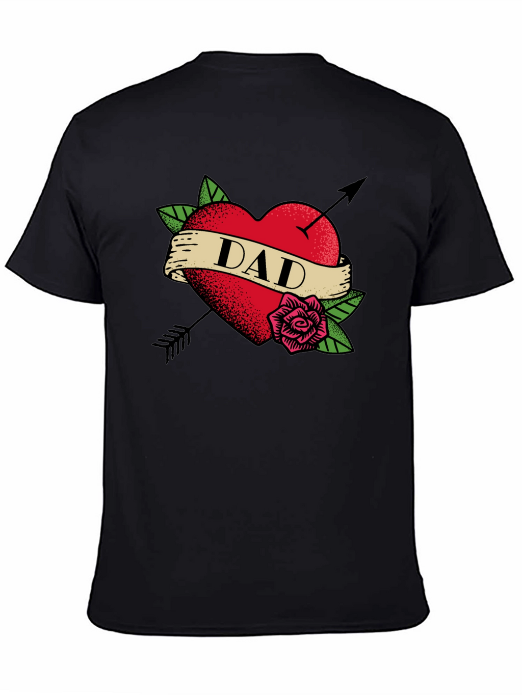 Dad Heart Tattoo Black T-Shirt - Fathers Day Gift