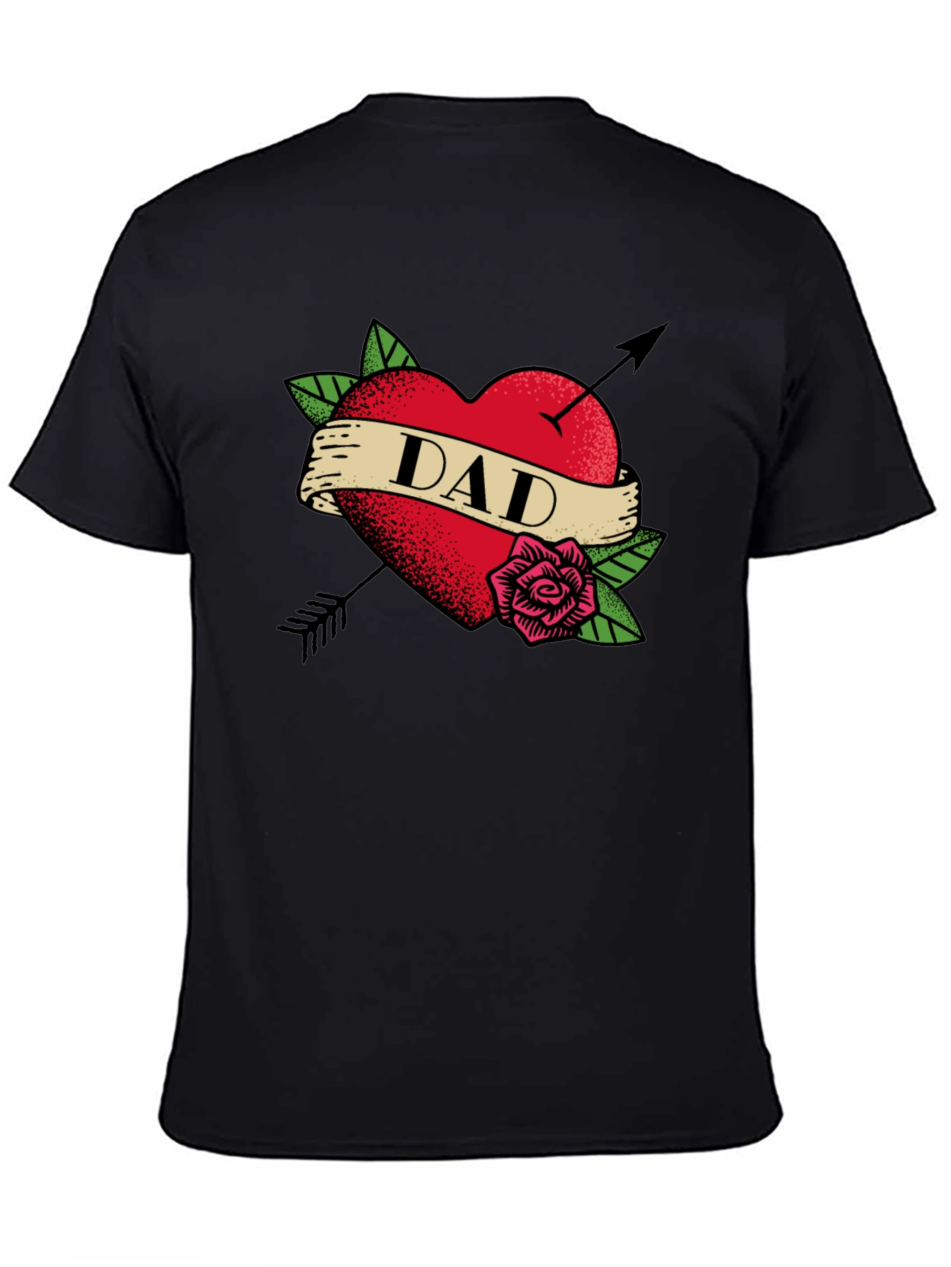 Dad Heart Tattoo Black T-Shirt - Fathers Day Gift