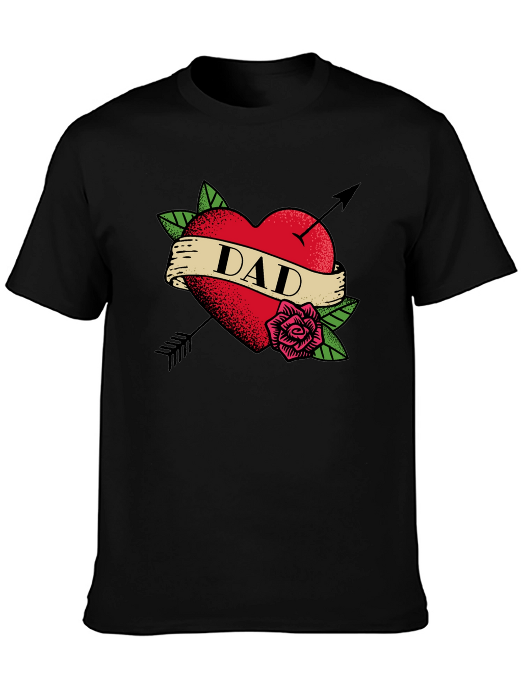 Dad Heart Tattoo Black T-Shirt - Fathers Day Gift