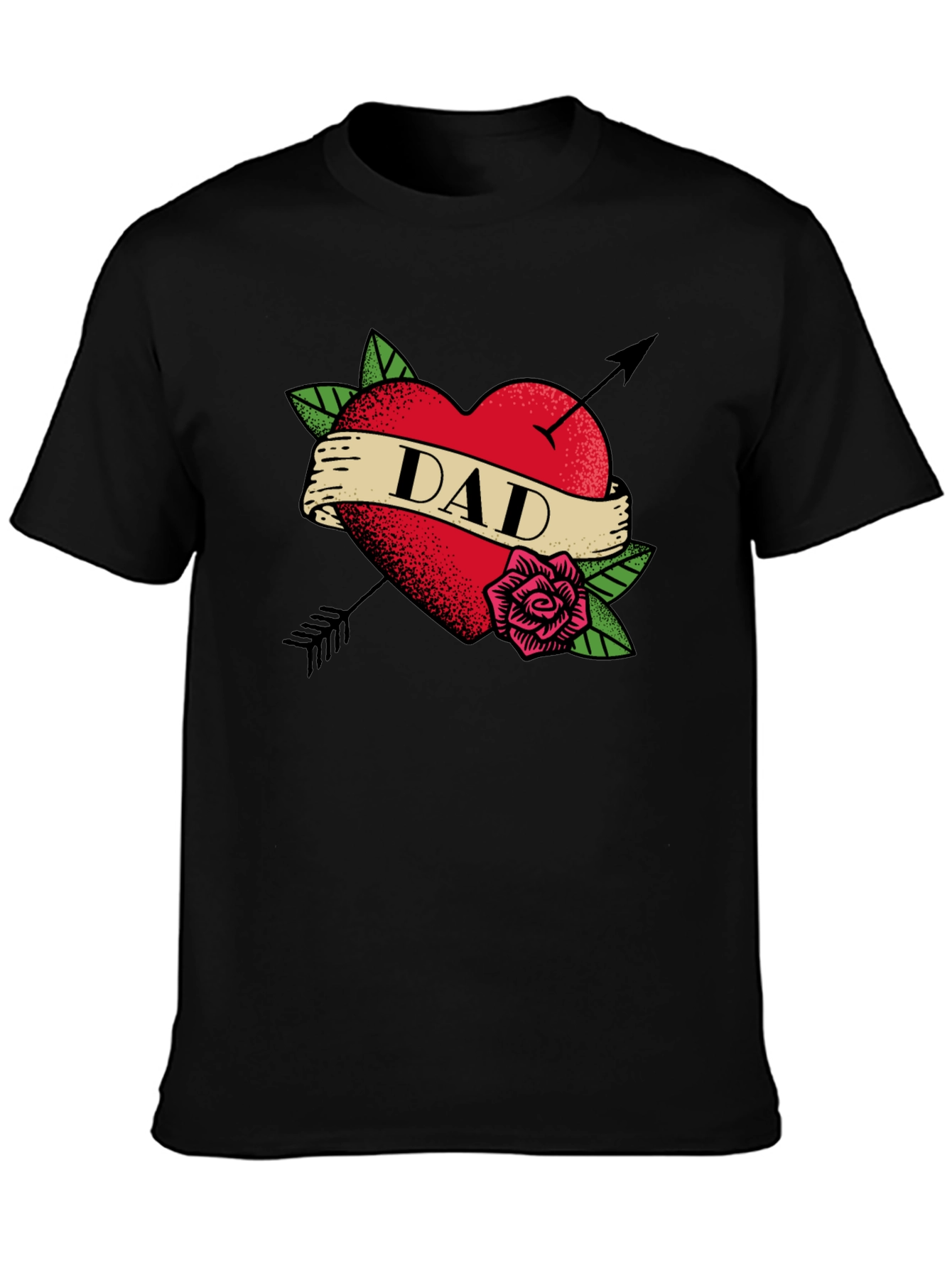 Dad Heart Tattoo Black T-Shirt - Fathers Day Gift