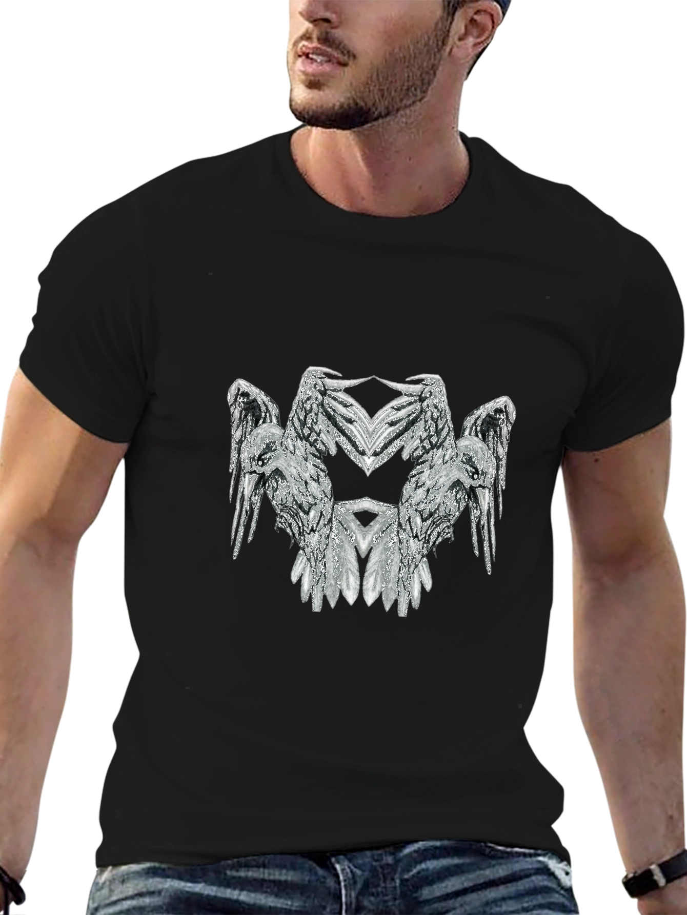 Raven Graphic Print Black T-Shirt