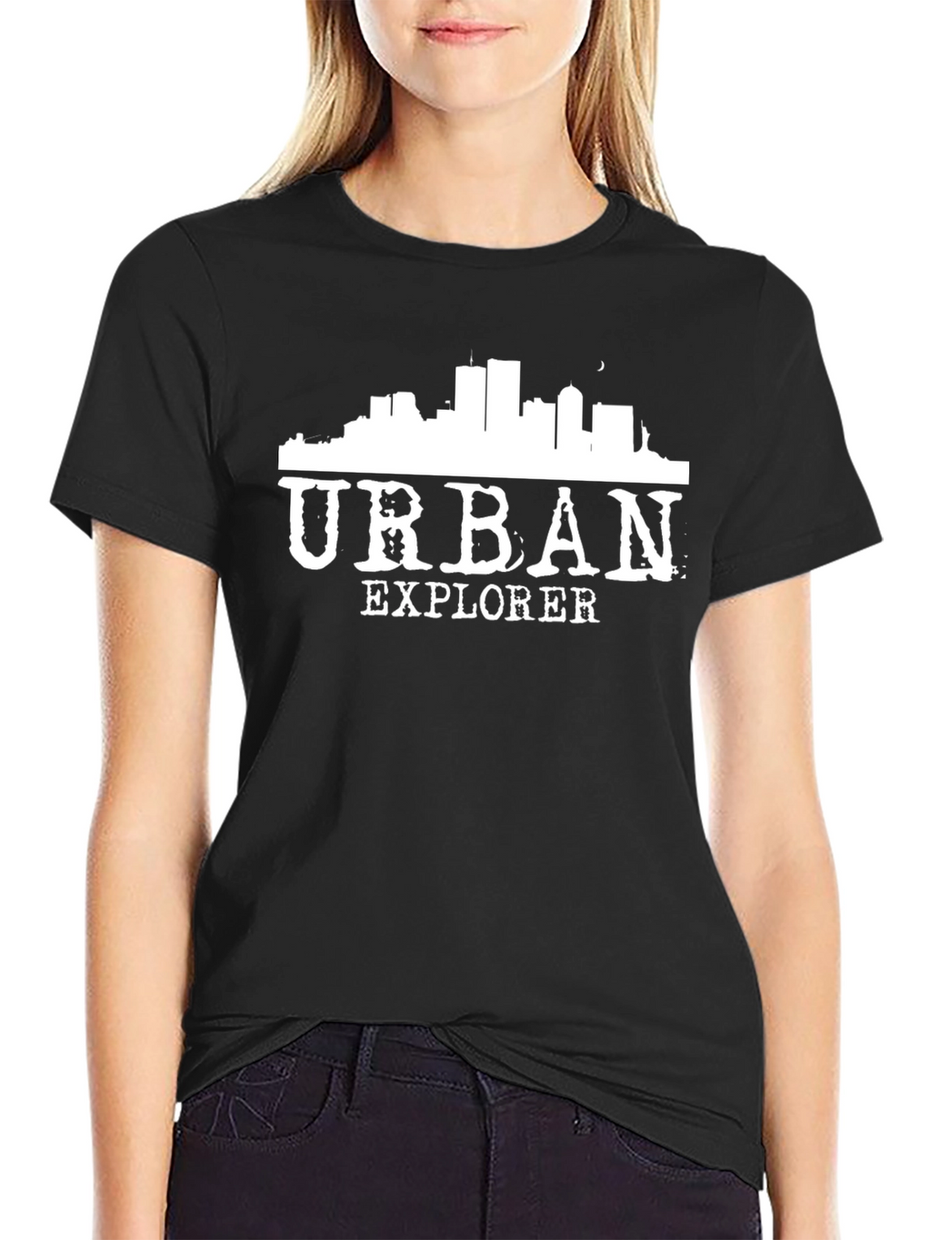 Urban Explorer Black T-Shirt - City Skyline Design