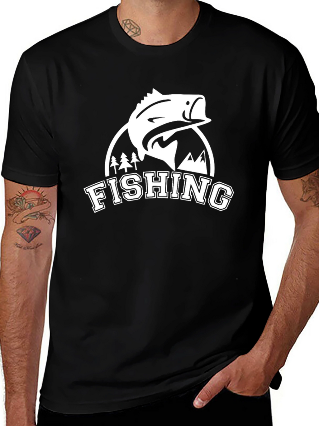 Mens Fishing Graphic Tee - Black