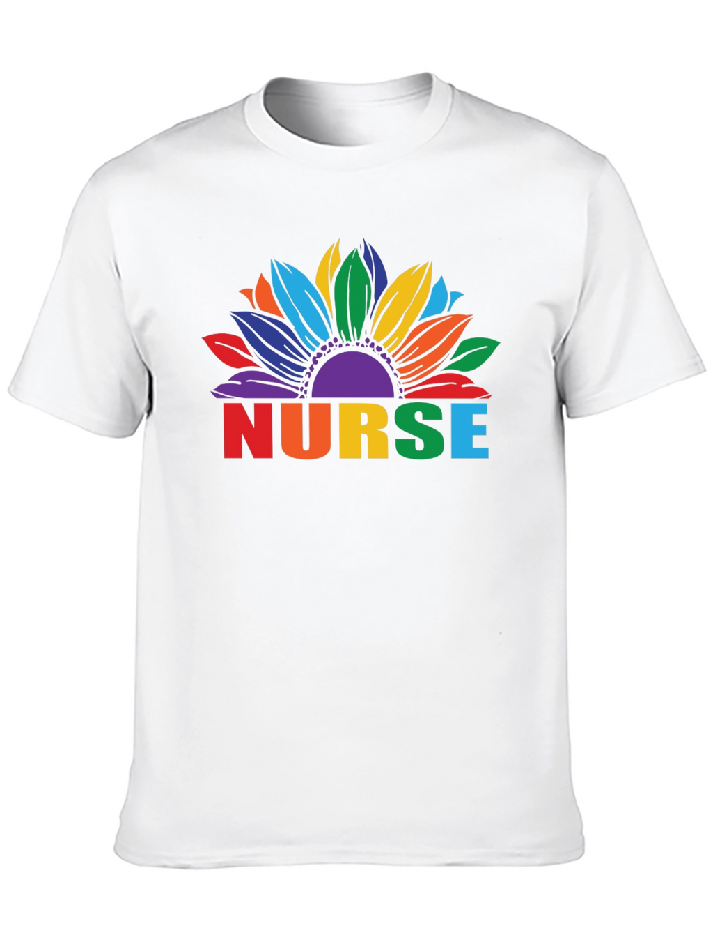 Rainbow Sunflower Nurse Graphic T-Shirt