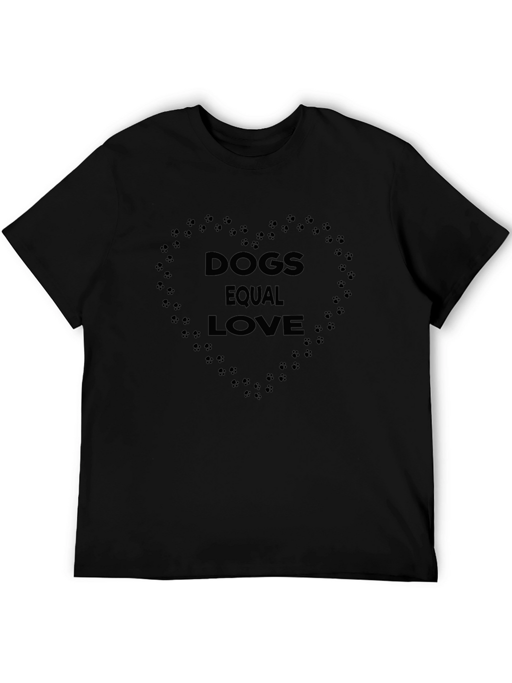 Dogs Equal Love Heart Print Black T-Shirt