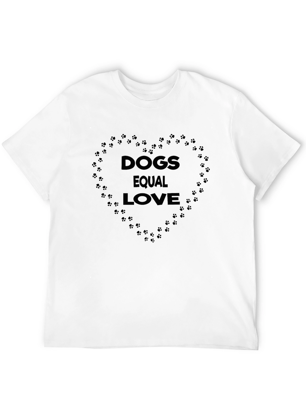 Dogs Equal Love Heart Print Black T-Shirt