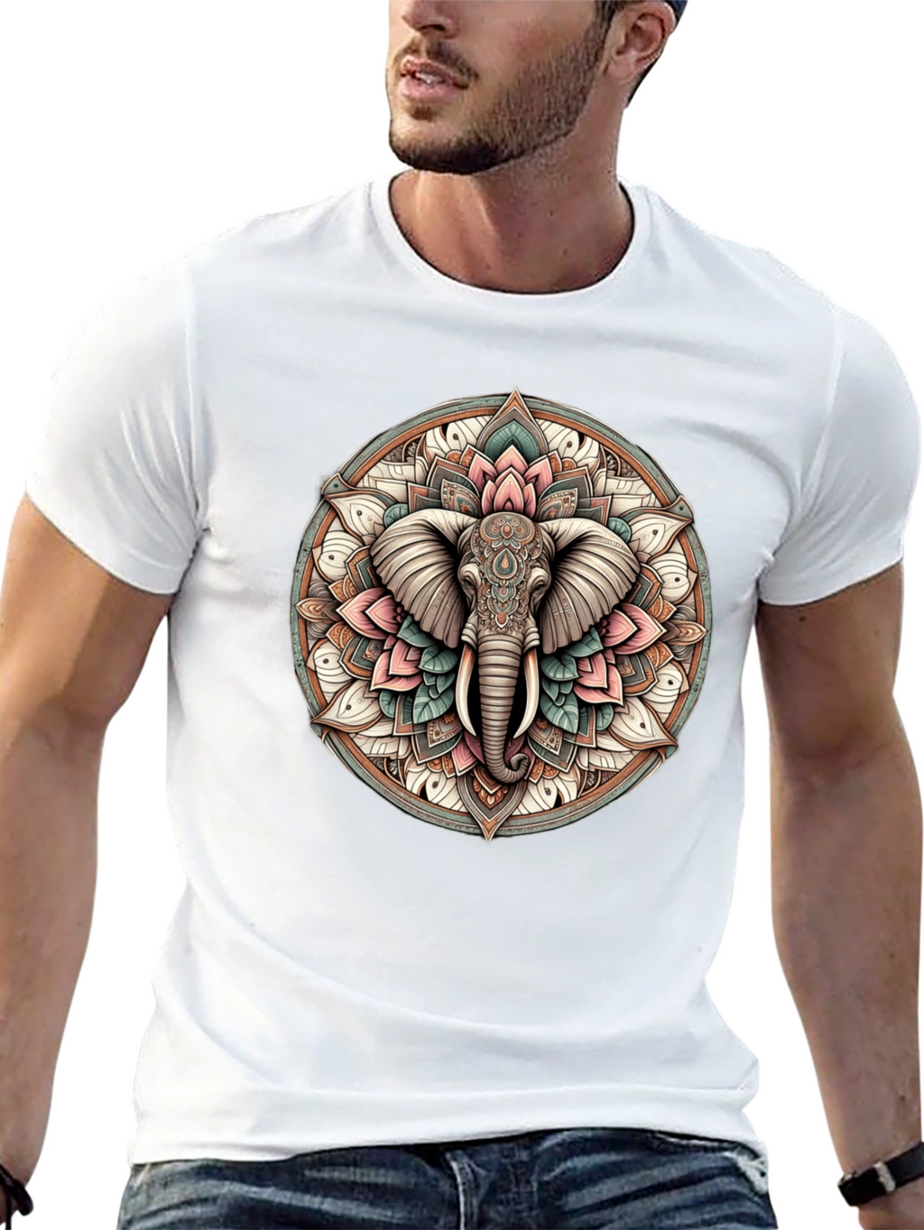 Elephant Mandala Graphic Tee - Stylish & Unique