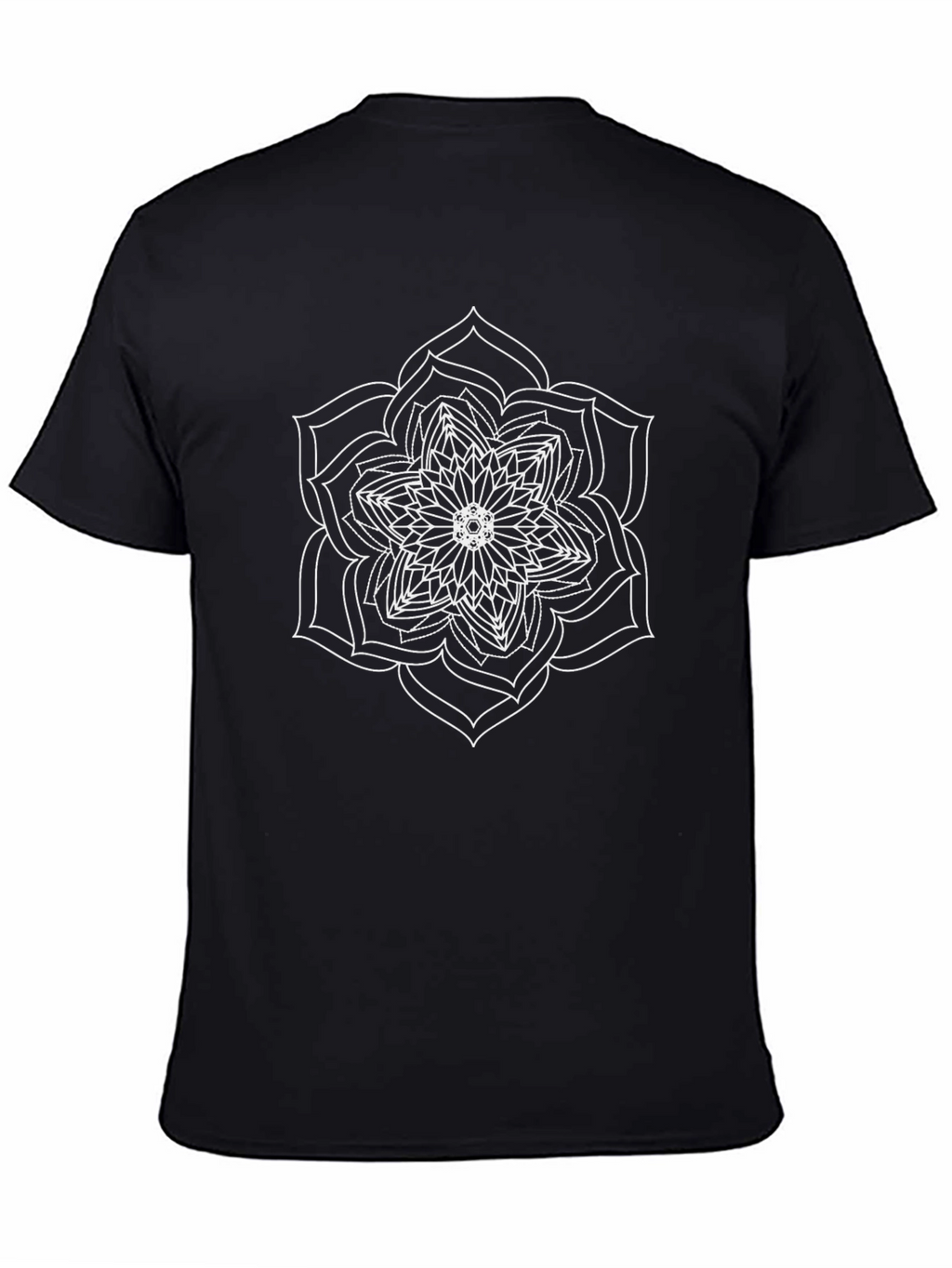 Black T-Shirt with White Mandala Design