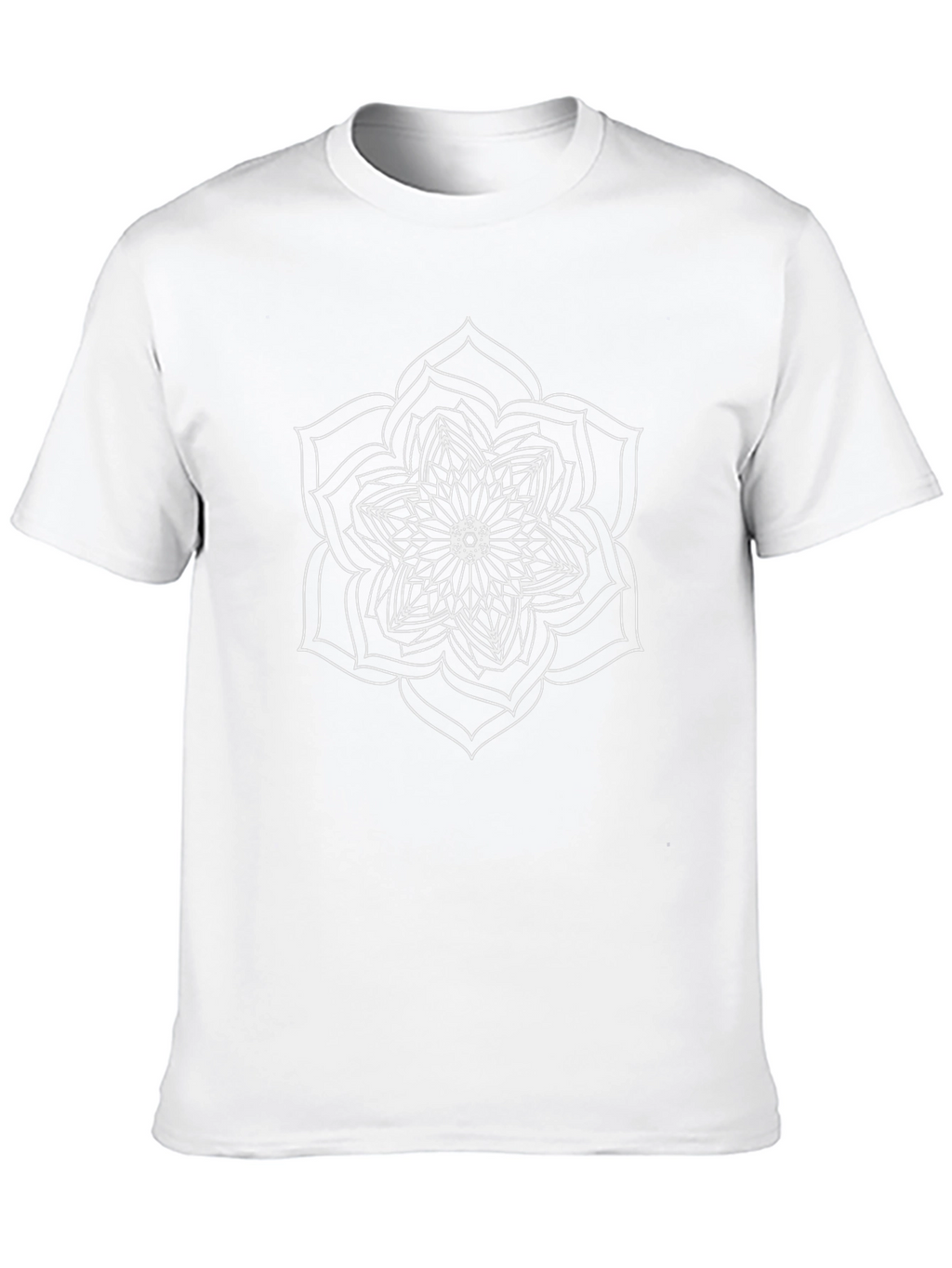 Black T-Shirt with White Mandala Design
