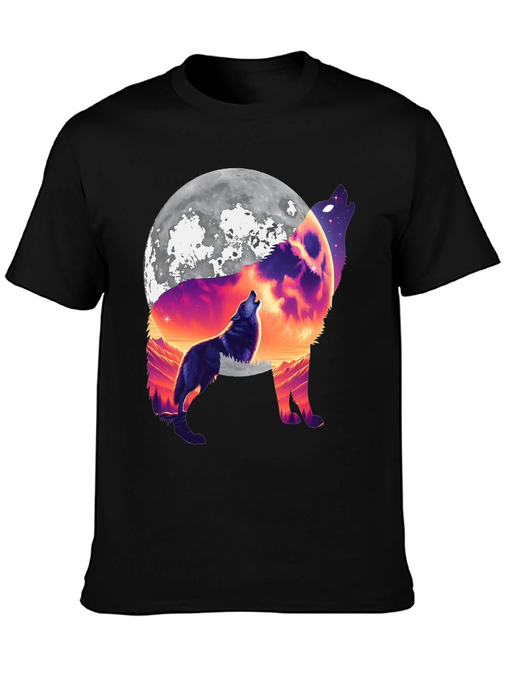 Wolf Moon Graphic Tee - Black Cotton Blend