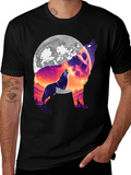 Wolf Moon Graphic Tee - Black Cotton Blend