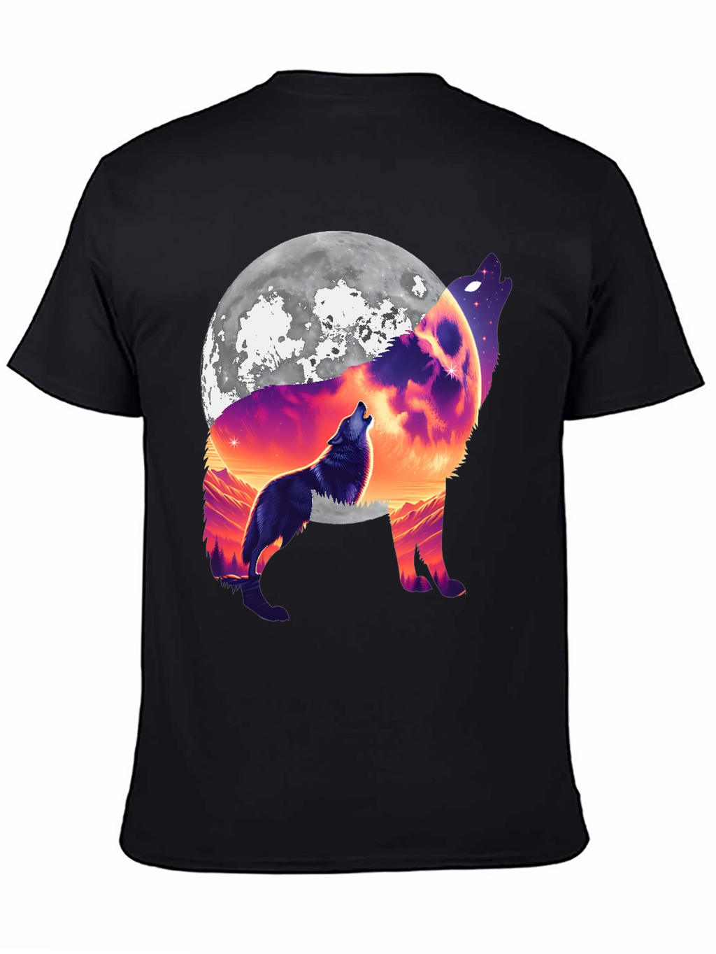 Wolf Moon Graphic Tee - Black Cotton Blend