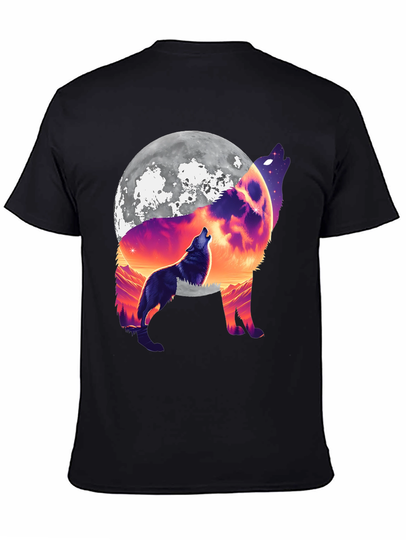 Wolf Moon Graphic Tee - Black Cotton Blend