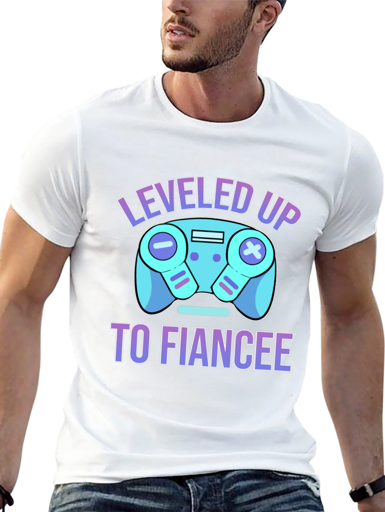 Leveled Up to Fiancee T-Shirt - Gamer Engagement Tee
