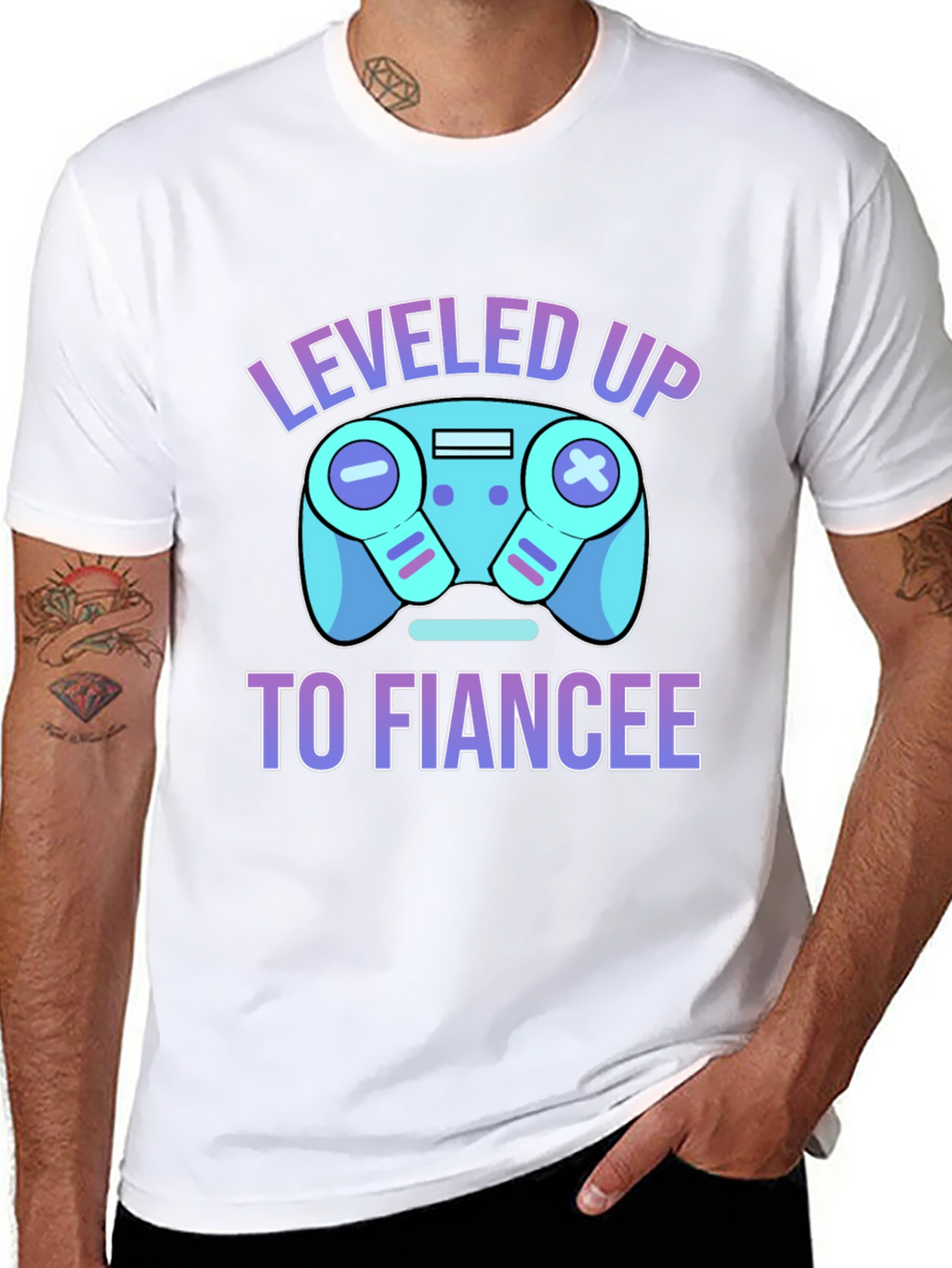 Leveled Up to Fiancee T-Shirt - Gamer Engagement Tee