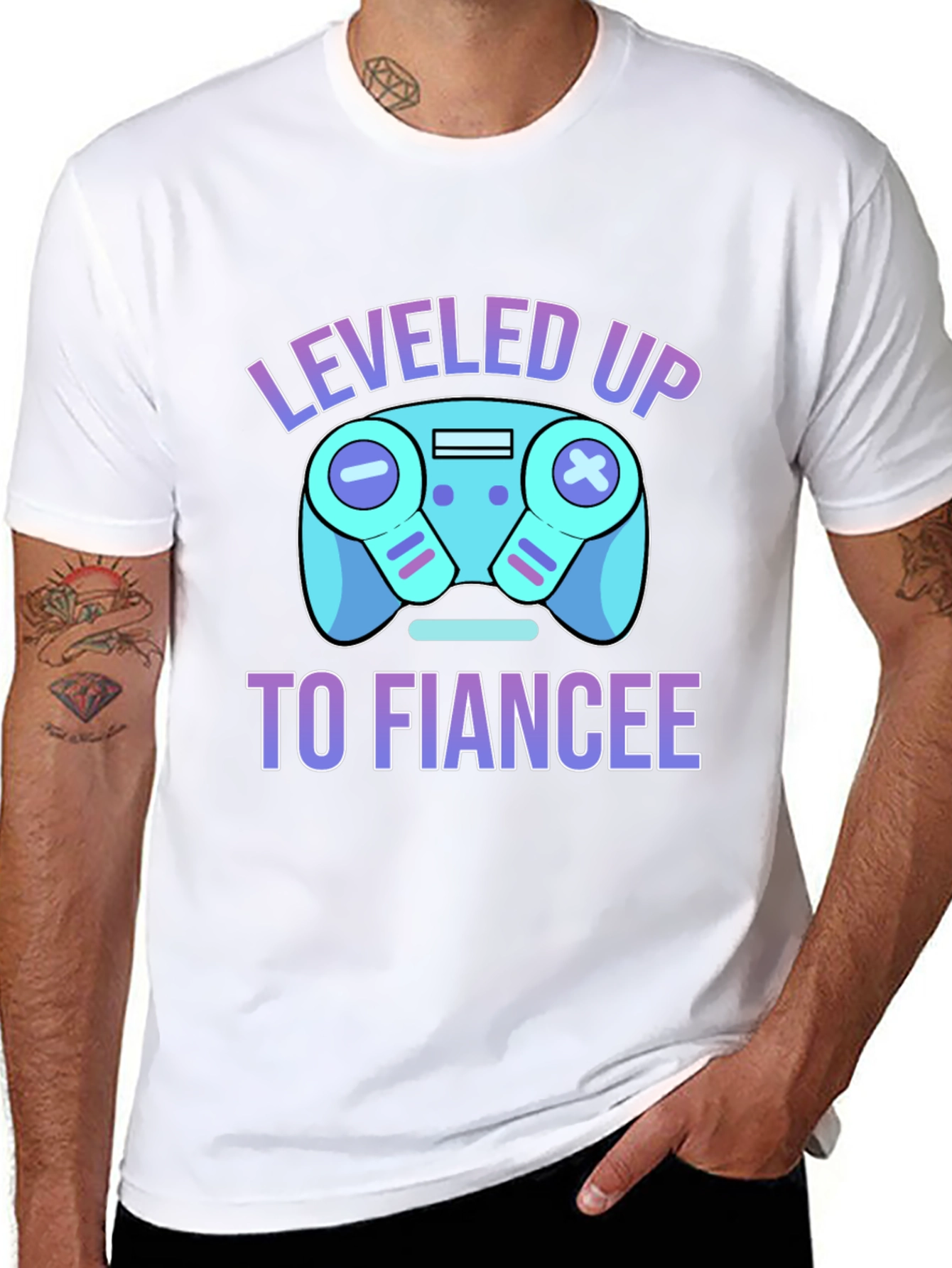 Leveled Up to Fiancee T-Shirt - Gamer Engagement Tee