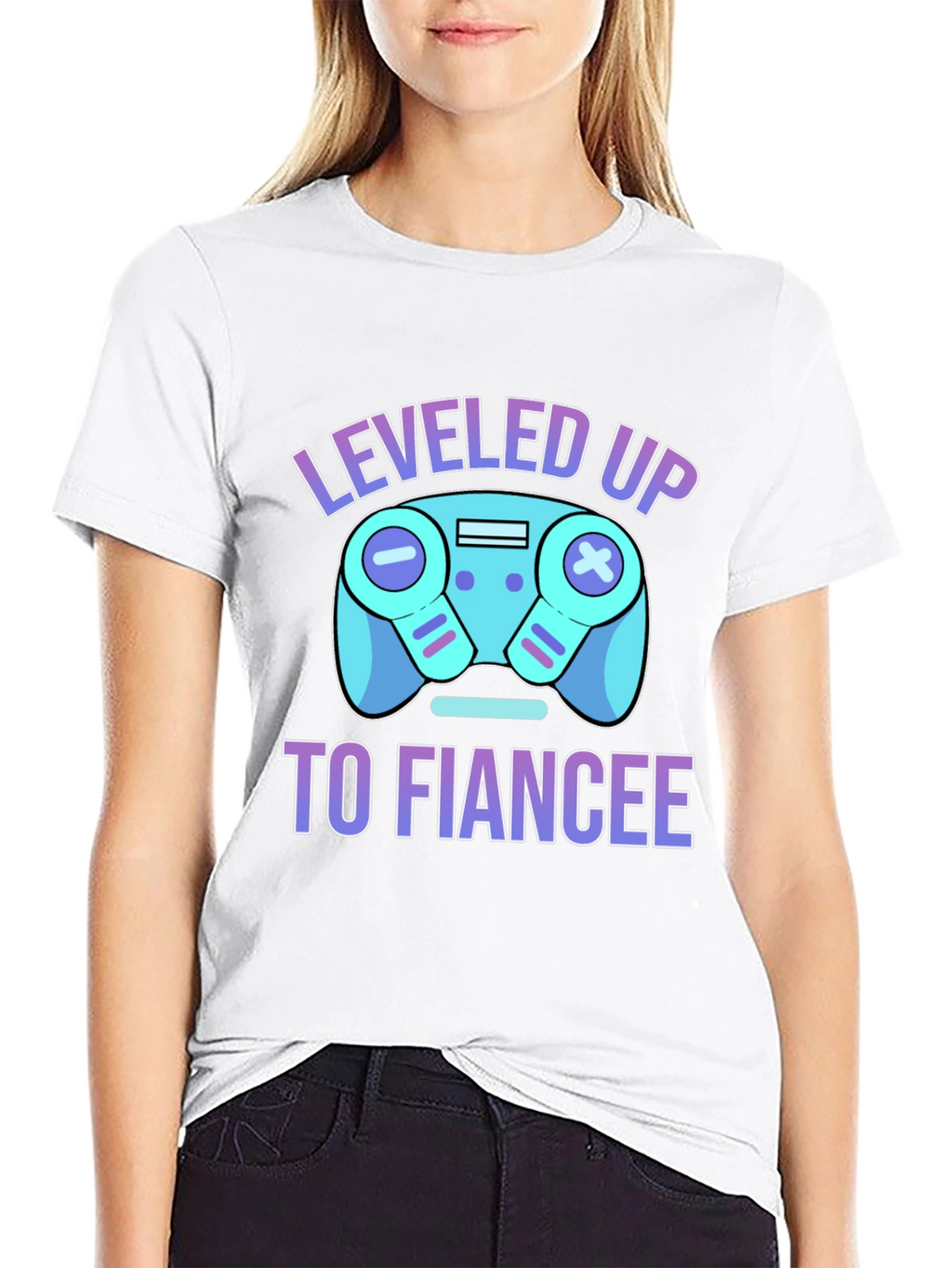Leveled Up to Fiancee T-Shirt - Gamer Engagement Tee