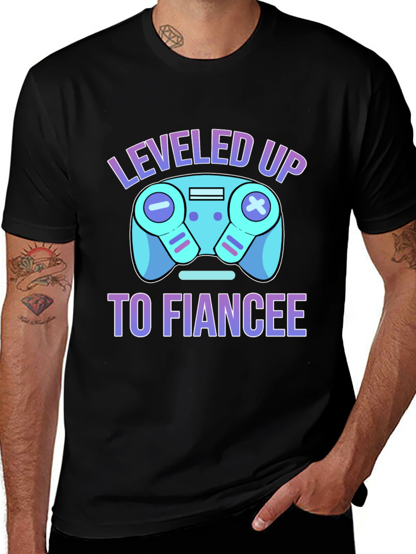 Leveled Up to Fiancee T-Shirt - Gamer Engagement Tee