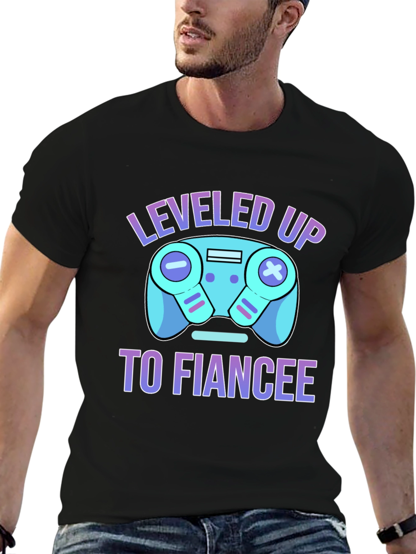 Leveled Up to Fiancee T-Shirt - Gamer Engagement Tee